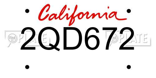 2QD672 California License Plate