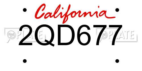 2QD677 California License Plate