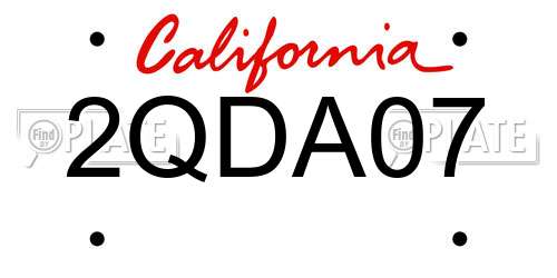 2QDA07 California License Plate