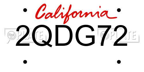2QDG72 California License Plate