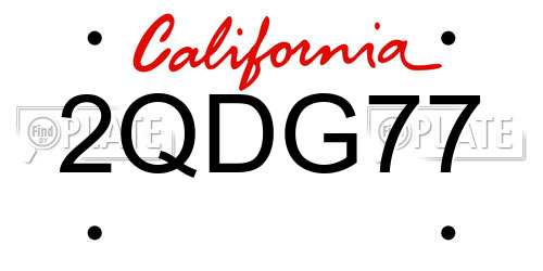 2QDG77 California License Plate