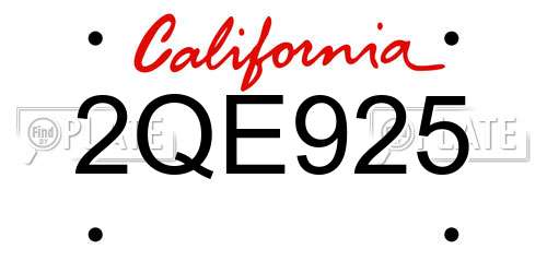 2QE925 California License Plate