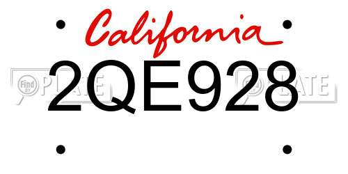 2QE928 California License Plate