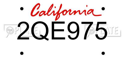 2QE975 California License Plate