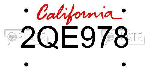 2QE978 California License Plate
