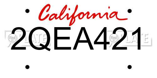2QEA421 California License Plate
