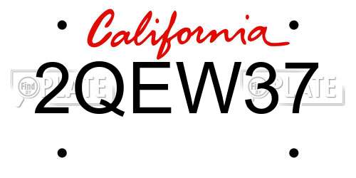2QEW37 California License Plate