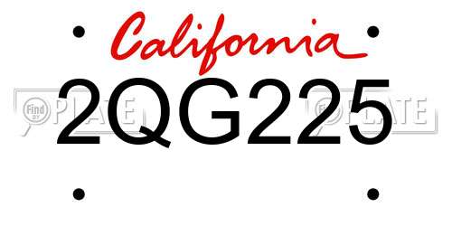 2QG225 California License Plate