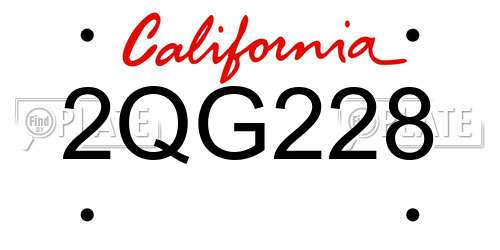2QG228 California License Plate