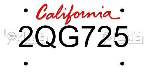 2QG725 California License Plate