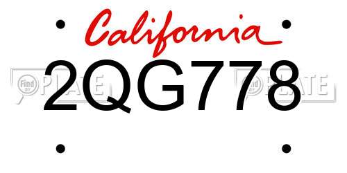 2QG778 California License Plate