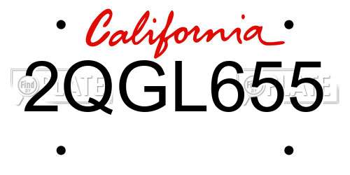 2QGL655 California License Plate