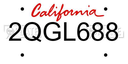 2QGL688 California License Plate