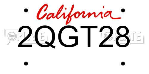 2QGT28 California License Plate