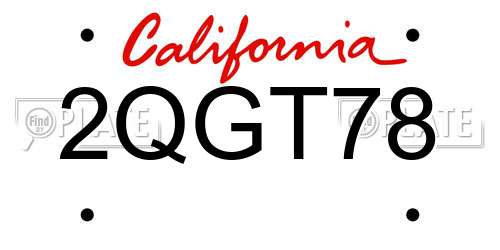 2QGT78 California License Plate
