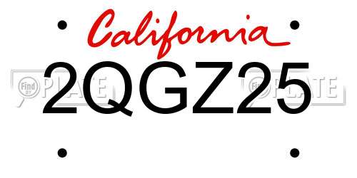 2QGZ25 California License Plate