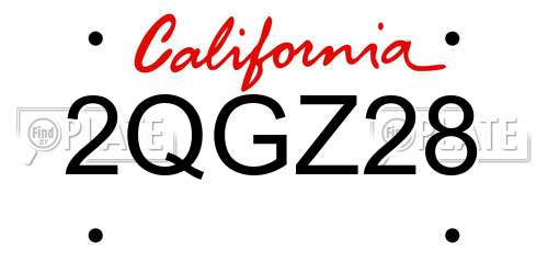 2QGZ28 California License Plate