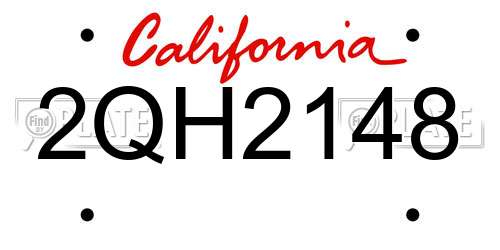 2QH2148 California License Plate