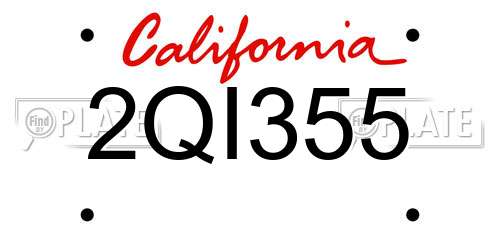 2QI355 California License Plate