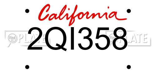2QI358 California License Plate