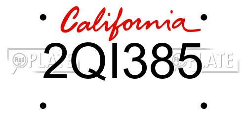 2QI385 California License Plate
