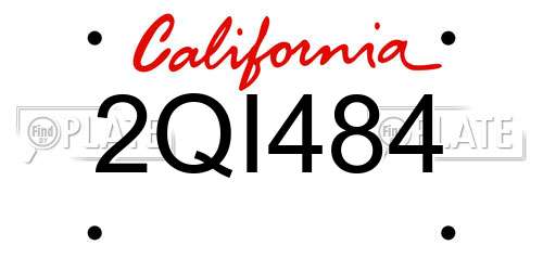 2QI484 California License Plate