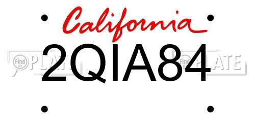 2QIA84 California License Plate
