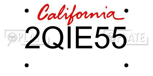 2QIE55 California License Plate