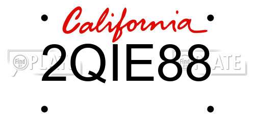 2QIE88 California License Plate