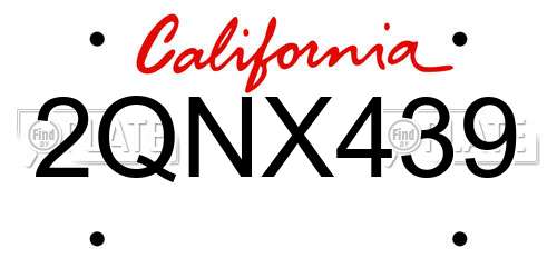 2QNX439 California License Plate