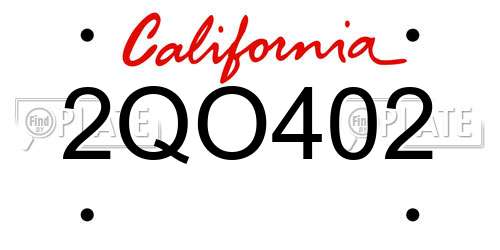 2QO402 California License Plate