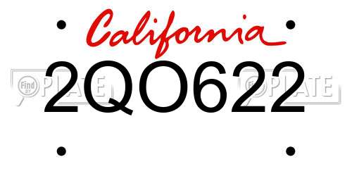 2QO622 California License Plate