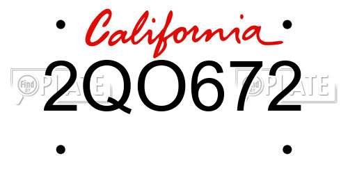 2QO672 California License Plate