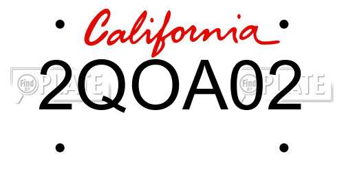 2QOA02 California License Plate
