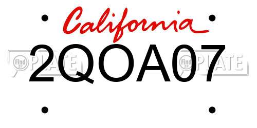2QOA07 California License Plate