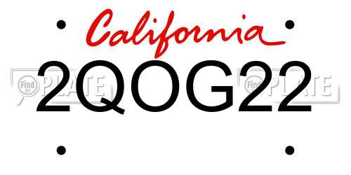 2QOG22 California License Plate