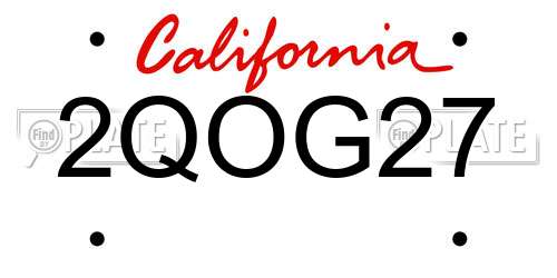 2QOG27 California License Plate