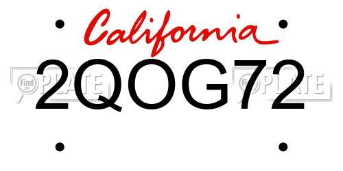 2QOG72 California License Plate
