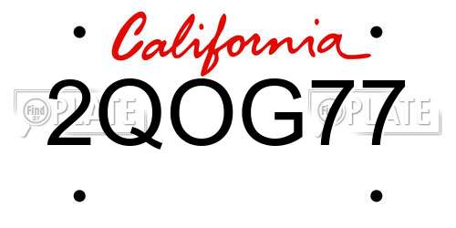 2QOG77 California License Plate