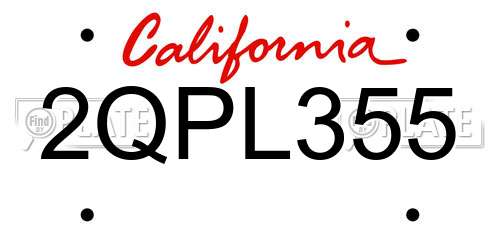 2QPL355 California License Plate