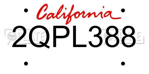 2QPL388 California License Plate