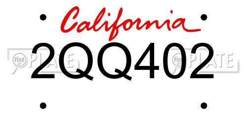2QQ402 California License Plate