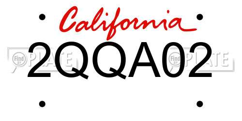 2QQA02 California License Plate