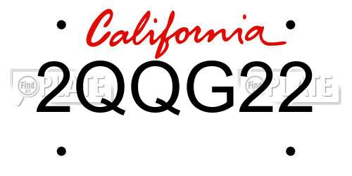 2QQG22 California License Plate