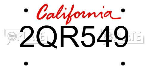 2QR549 California License Plate