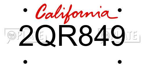 2QR849 California License Plate