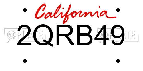 2QRB49 California License Plate