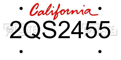2QS2455 California License Plate