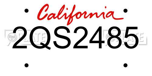 2QS2485 California License Plate