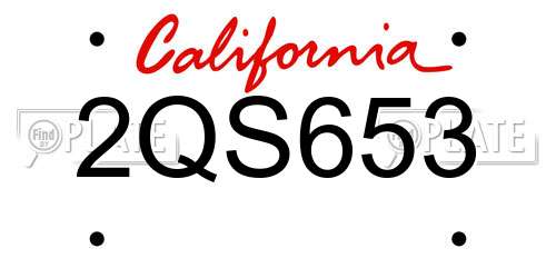 2QS653 California License Plate